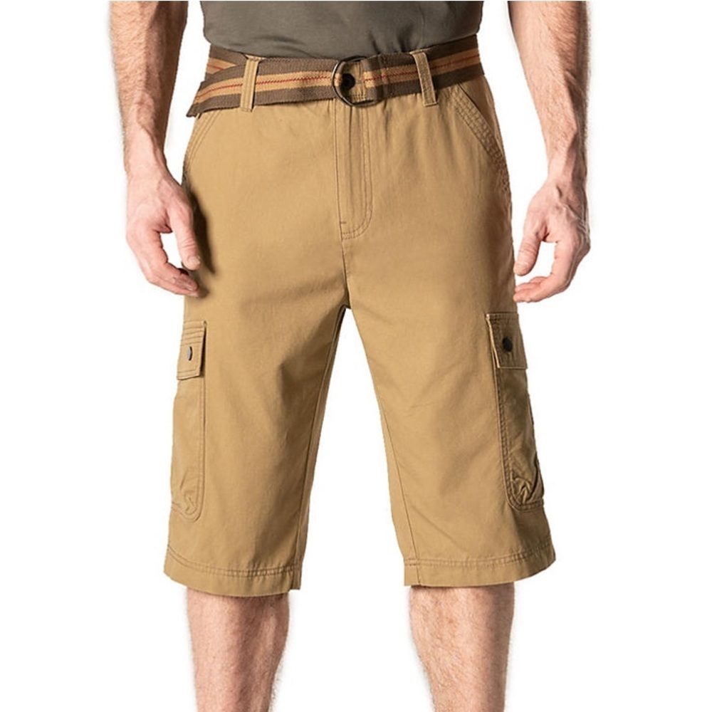 IRON Clothing Mens Vintage Tobacco Belted Messenger Length Cargo Short Size 32